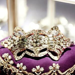 Vintage Trifari Alfred Philippe Rhinestone Duet Pin Brooch KTF Rhodium